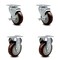 Service Caster 4 Inch Maroon Polyurethane Swivel Top Plate Caster Set with 2 Brake 2 Rigid SCC SCC-20S414-PPUB-MRN-TLB-TP2-2-R-2 - alternate 1